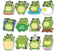 720 Feuillets 24 Pcs Blocs Feuillets Autocollants, Grenouilles Notes Autocollante, Autocollants Convient aux Mémos, Messages, Petits Cadeaux Anniversaire pour élèves et anniversaires d'enfants