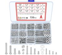 720 PCS Vis Galvanisées avec écrous et Rondelles,M3 M4 M5 Assortiment de Vis à Tête Cylindrique en Croix,Ensemble d'écrous et Boulons pour électronique Industrielle de Bureau à Domicile