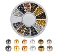 720 Pièces Perles à Écraser, 2 mm 2.5 mm Mixte en Laiton, Rond, Tube à Sertir Métal Rocaille Perle avec Boîte pour Fabrication de Bijoux, Colliers Bracelet