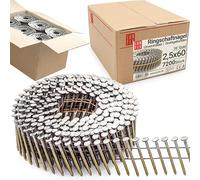 7200pcs Clous en rouleau 16° 2,5 x 60mm acier non galvanisé tige annelée, reliés fil pour cloueur pneumatique, cloueuse, pistolet à clou, bois, palettes, clôtures, coffrages