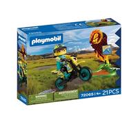 Playmobil – Moto de Motocross 72065 – Rampe de saut, 21 pièces, Bleu – Dès 4 ans