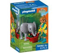 Zoo : éléphanteau et gardien de zoo