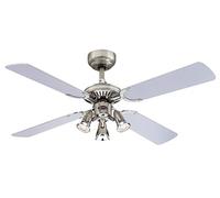 72112 Ventilateur de plafond d'intérieur à quatre pales et trois lampes Princess Euro de 105 cm, finition en étain foncé / chrome avec projecteurs