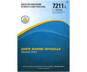 7211l golfe de gascogne - de brest a cabo finisterre - Carte marine officielle, Echelle 1:1000000 - Collectif - Epshom - Atlas / carte