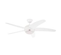 72140 Ventilateur de plafond d'intérieur à cinq pales et une lampe Bendan de 132 cm, finition blanc avec verre opale dépoli