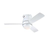 72180 Ventilateur de plafond d’intérieur blanc de 112 cm Halley, kit d‘éclairage avec verre opale dépoli