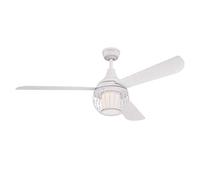72207 Ventilateur de plafond d’intérieur Graham de 132 cm , kit d‘éclairage LED à variateur avec abat-jour cage et verre opale dépoli, télécommande incluse , blanc