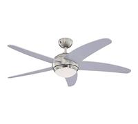 72220 Ventilateur de plafond d'intérieur à cinq pales et une lampe Bendan de 132 cm, finition chrome satiné avec verre opale dépoli