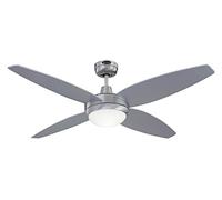 72546 Ventilateur de plafond d'intérieur à quatre pales et une lampe Havanna de 132 cm, finition aluminium brossé avec verre opale dépoli
