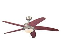 72564 Ventilateur de plafond d'intérieur à cinq pales et une lampe Bendan de 132 cm, finition en étain foncé