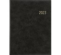 728-0021 Agenda de bureau 2023 Anthracite 21 x 26,5 cm 1 semaine sur 2 pages Avec perforation d'angle et sceau de fil