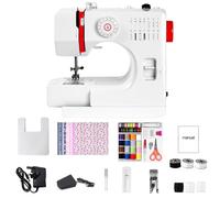 728 Kit de mise à niveau pour machine à coudre électrique 14 points avec table d'extension, ensemble de fils et 14 pièces de tissu patchwork en coton 25 x 25 cm (7 roses + 7 bleu marine)