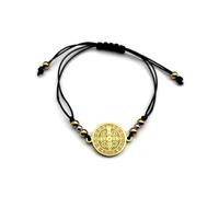 72ore Bracelet à chaîne en corde pour homme et femme - Médaille San Benito dorée - Accessoires religieux, Large, Pas de gemme