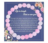 72ore Bracelet « Don't Let The Hard Days Win » pour femme « Life is Tough But So are You » - Bracelet à breloques en forme de cœur - Bracelet à perles roses - Bijoux inspirants - Cadeaux, Métal