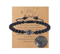 72ore Bracelet « I Love You » en 100 langues avec inscription « To My Husband/Son/Dear Dad/Grandson/Neveu/Frère/Boyfriend » - Bracelet en perles noires - Cadeau d'anniversaire ou de Noël pour lui