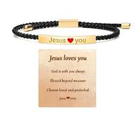 72ore Bracelet Jésus pour femme - Bijoux chrétiens Jésus vous aime WWJD - Cadeau pour femme - God Is With You Always, Large, Acier inoxydable, Pas de gemme