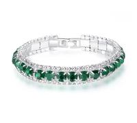 72ore Bracelets avec strass pour femme - Bracelet rivière en cristal étincelant - Bracelet coloré avec strass - Bracelet de mariage - Bijoux de bal de fin d'année (vert)