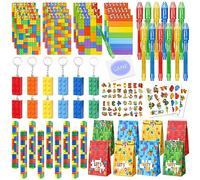 72Pcs Blocs de Construction Anniversaire Party Stylo Secret Stylo Magique Carnet Building de Clés Bracelet à Pression Tatouage Briques de Construction Cadeau Enfants Garçons 3 4 5 6 7 8 - 12Ans