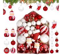 72Pcs Boules de Noël pour Sapin de Noël, Boules de Boule Sapin Plastique Incassable Ø2＆Ø3＆4＆6cm Decoration de Christmas, Ornements Décoratifs Pendentifs pour Intérieure ou Extérieure
