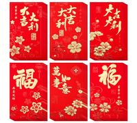 72pcs Enveloppes Rouges Chinoises, Année du Dragon 2024 Paquet Rouge Hong Bao avec Motif Fleur de Prunier Enveloppes d'Argent Porte-Bonheur pour la Fête du Printemps Chinois Mariage