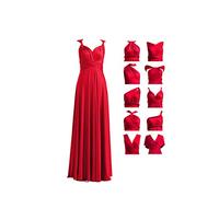 72styles Robe Infinity avec Bandeau, Robe Demoiselle d'honneur Femme Convertible, Longue, Grande Taille, Multi-Way, Soirée,Mariage Invitée, Rouge, Taille Unique