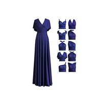 72styles Robe Infinity avec Bandeau, Robe Demoiselle d'honneur Femme Convertible, Longue, Grande Taille, Multi-Way, Soirée,Mariage Invitée, Bleu Nuit, Taille Unique