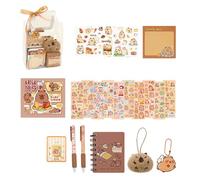 73/105/127 Pièces Ensemble De Fournitures Scolaires Comprenant Un Carnet Notes Dessin Animé Étui À Stylos En Papier Autocollant Des Signets Porte-clés Thème Dessin Animé