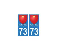 73 Aix-les-Bains blason autocollant plaque immatriculation ville - Angles : arrondis