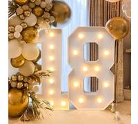 73 cm (28,7 pouces) / 91 cm (35,83 pouces) Enseigne lumineuse de numéros, Lumières blanches, Panneau KT, Chiffres 0-9, Lettres A-Z, Branchement électrique, Décoration de fête, Anniversaire, Mariage (7