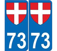 73 Savoie Blason département région Autocollant Plaque immatriculation Auto Voiture Sticker, Couleur : Bleu, Angle : Arrondi