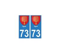 73 Ugine blason autocollant plaque immatriculation ville - Angles : droits