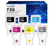 730 Cartouches d'encre 300ml pour HP 730 P2V68A P2V69A P2V70A P2V71A P2V72A P2V73A Compatible avec HP DesignJet T1600 T1700 T2600 (noir mat, noir photo, cyan, jaune, magenta, gris)