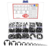 730 Pcs Circlips Assortiment, Anneau de Circlips Interne, E-Clip Externes, E-Clips Anneau de Retenue Externe Snap, Bagues Anneaux de Retenue Interne Exterieur(Noir)