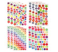 732 Autocollants Enfants - 12 Feuilles de Gommettes Colorées avec Smileys, Cœurs, Étoiles & Pois pour Scrapbooking, Activités Manuelles, Cadeau