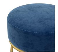 （73438）1 pièce Tabouret rond Bleu Velours - L30x P38 cm
