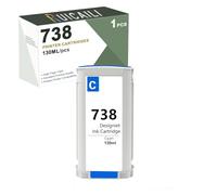 738 738XL Encre pigmentée 130ML 498N4A 498N5A 498N6A 498N7A Compatible avec Les Cartouches d’Encre HP 738 Fonctionne avec l’imprimante DesignJet T850 T950 (130ml-Cyan)