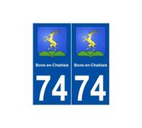 74 Bons-en-Chablais blason autocollant plaque stickers ville - Angles : droits