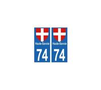74 Haute-Savoie autocollant département plaque sticker immatriculation auto - Angles : droits