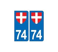 74 Haute Savoie autocollant sticker plaque immatriculation voiture auto sans texte - Couleur : arrondis - Angles : arrondis