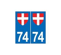 74 Haute Savoie autocollant sticker plaque immatriculation voiture auto sans texte - Couleur : droits - Angles : droits