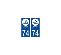 74 Haute Savoie Rhône Alpes nouveau logo 3 sticker autocollant plaque rond blanc - Angles : arrondis