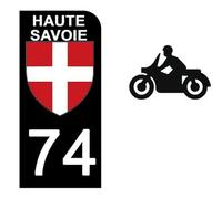 74 HAUTE SAVOIE - Stickers pour plaque d'immatriculation MOTO - Noir