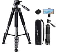74 inch Compact Traveler Star S4 Lightweight Aluminium Tripod with Detachable Pan Head 3 Way Portable Travel Video Tripod for DSLR & Phone with Phone Holder
