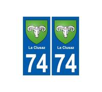 74 La Clusaz blason autocollant plaque stickers ville - Angles : arrondis