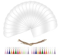 74 pièces de marque-pages vierges en acrylique, BetterJonny 20 pièces de marque-pages en acrylique transparent avec 24 pompons et 30 cordes de marque-pages en bois non finis pour projets de IY