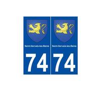 74 Saint-Gervais-les-Bains blason autocollant plaque stickers ville - Angles : droits