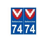 74 Sallanches blason autocollant plaque stickers ville - Angles : arrondis
