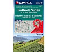 74 sudtirols suden - val di cembra val di fiemme - bolzano vigneti - Echelle 1 : 50 000, Édition trilingue anglais-allemand-italien - Collectif - Kompass Karten - Atlas / carte