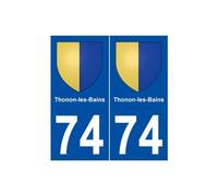 74 Thonon-les-Bains blason autocollant plaque stickers ville - Angles : arrondis