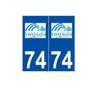 74 Thonon-les-Bains logo autocollant plaque stickers ville - Angles : droits